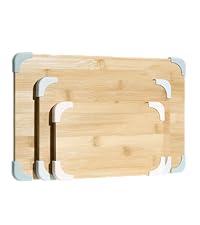 COOK WITH COLOR Extra Large Cutting Board Set, Jumbo-Sized Boards with Rubber Border for Enhanced Cooking Experience, 3-Piece, Brown