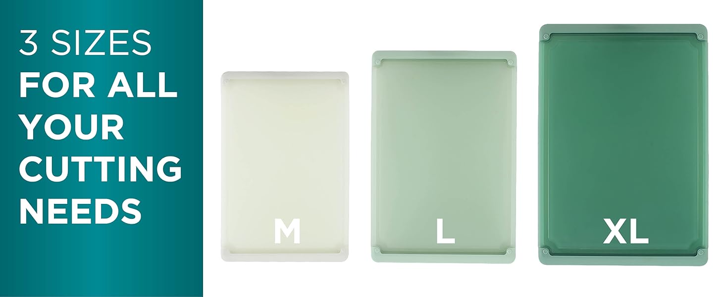 COOK WITH COLOR Extra Large Cutting Board Set, Jumbo-Sized Boards with Rubber Border for Enhanced Cooking Experience, 3-Piece, Brown