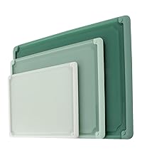 COOK WITH COLOR Extra Large Cutting Board Set, Jumbo-Sized Boards with Rubber Border for Enhanced Cooking Experience, 3-Piece, Brown