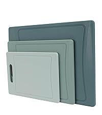 COOK WITH COLOR Extra Large Cutting Board Set, Jumbo-Sized Boards with Rubber Border for Enhanced Cooking Experience, 3-Piece, Brown