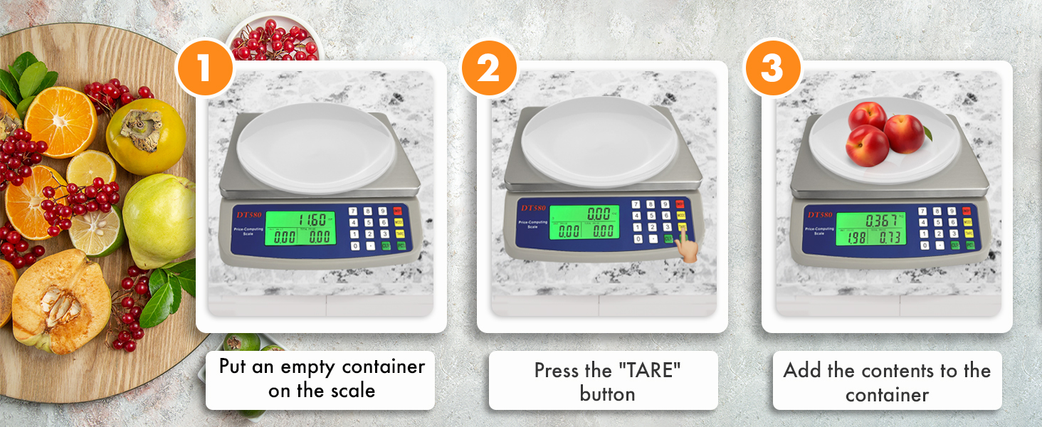 Digital Kitchen Scale 40kg/88lb Stainless Steel Price Computing Scale Counting Scale Deli Scale with Large LCD Display for Baking Bread Cooking Meat Prep Parts and Coins Adapter Included