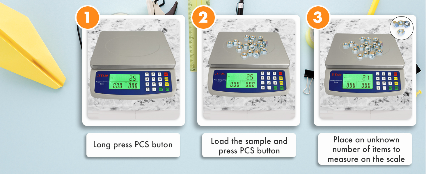 Digital Kitchen Scale 40kg/88lb Stainless Steel Price Computing Scale Counting Scale Deli Scale with Large LCD Display for Baking Bread Cooking Meat Prep Parts and Coins Adapter Included