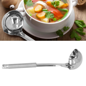 Stainless Steel Oil Separator Soup Ladle, 12 Inch Gravy Food Fat Separator Skimmer Spoon Grease Strainer Separater Hot Pot Oil Filter Spoon for Kitchen Cooking, Soup Colander