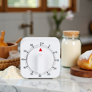 White Timer, 60 Minutes Kitchen Cook Square Timer Mechanical Countdown Alarm Clock Reminder, Thermometers and Timers