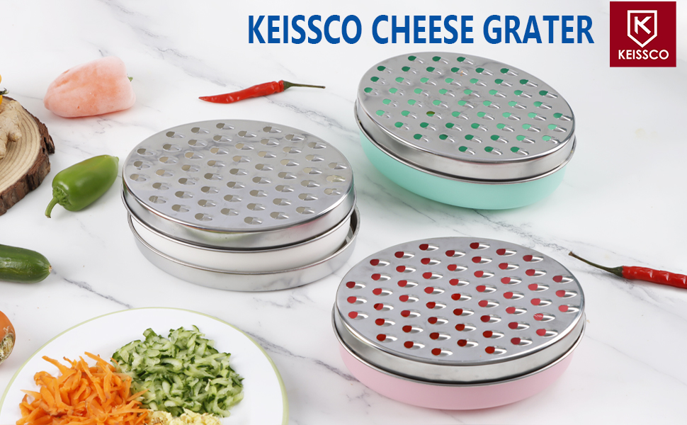 Cheese Grater Citrus Lemon Zester with Food Storage Container & Lid - Perfect For Hard Parmesan Or Soft Cheddar Cheeses, Ginger, Vegetables, Butter, Chocolate & Nutmeg (Green)