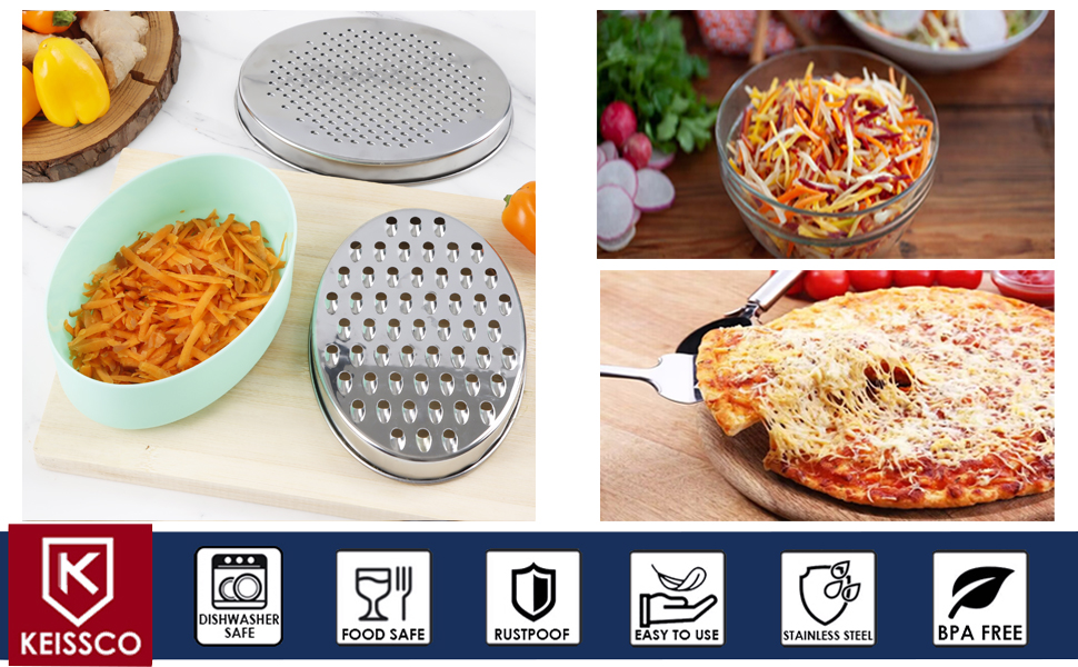 Cheese Grater Citrus Lemon Zester with Food Storage Container & Lid - Perfect For Hard Parmesan Or Soft Cheddar Cheeses, Ginger, Vegetables, Butter, Chocolate & Nutmeg (Green)