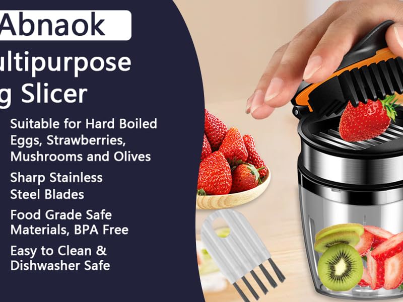 2026 Upgraded Strawberry Slicer, Fruit Slicer Cup for Eggs, Banana,Kiwi, Stainless Steel Strawberry Cutter, Dishwasher Safe, Quickly Makes Fruit & Veggie Salad - Must Have Kitchen Gadget