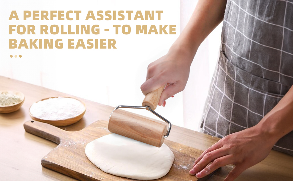 Rolling Pin, Wooden Rolling Pins For Baking, Pizza Dough Roller, Not Easy To Crack, Non-Stick Wood Pastry Roller, Essential Kitchen Utensils.