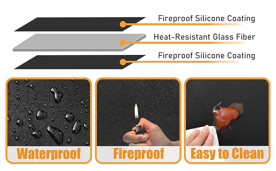 Heat Resistant Mat for Air Fryer, 15 x 18in Heat Resistant Mat for Countertop, Fireproof Silicone Countertop Protector Appliance Slider Hot pod for Air Fryer, Coffee Maker, Toaster, Oven (Black)