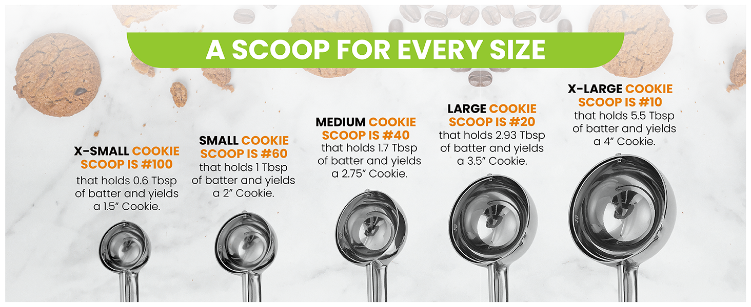 Spring Chef Extra Large Cookie Scoop, 18/8 Stainless Steel Melon Baller Scoop, Spring Loaded Trigger Release for Cookie Dough, Ice Cream, Meatball, Cupcake, 5.5 tablespoon (tbsp) portion, #10, Black