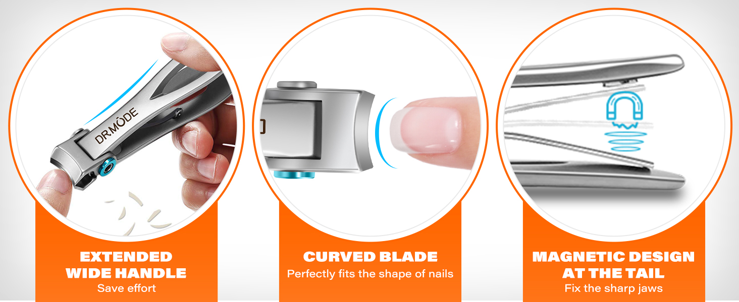 DRMODE Toenail Clippers for Seniors Thick Toenails, Large Toe Nail Clippers for Men Thick Nails with Wide Opening, Sharp Heavy Duty Ingrown Toenail Clippers Nail Cutter Long Handle with Slanted Blade