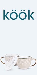 KooK Ceramic Mixing Bowls, Nesting Set of 4, Embossed Kitchen Dishware, Prep, Serving, Gift, Microwave and Dishwasher Safe, 20/44/98/145 oz, Narbonne Collection (Ivory)