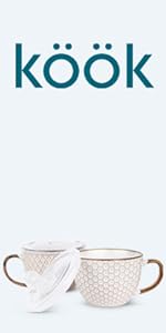 KooK Ceramic Mixing Bowls, Nesting Set of 4, Embossed Kitchen Dishware, Prep, Serving, Gift, Microwave and Dishwasher Safe, 20/44/98/145 oz, Narbonne Collection (Ivory)