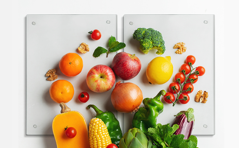 Small Glass Cutting Board,Clear Tempered Glass for Kitchen 1 Pcs (8"x12"),with Rubber Feet,Non-Slip,Durable Shatter Resistant,Dishwasher Safe,Scratch Resistant,Heat Resistant