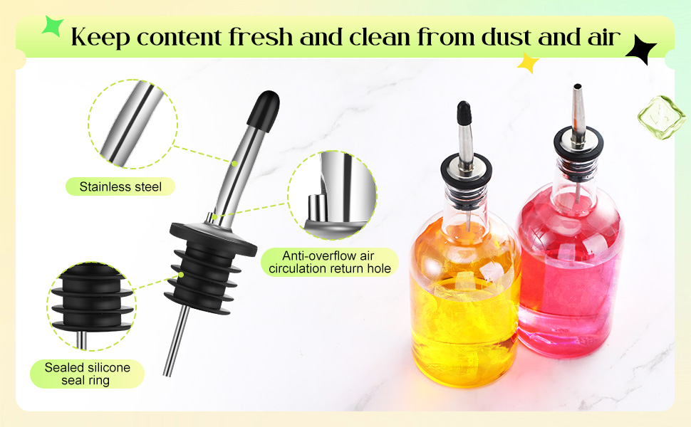 Maxcheck 3 Sets 16 oz Plastic Long Neck Bottles with Pourer and Caps Plastic Juice Pour Bottles with Stainless Steel Bottle Pourer Tapered Spout for Liquor Juice Store Syrup