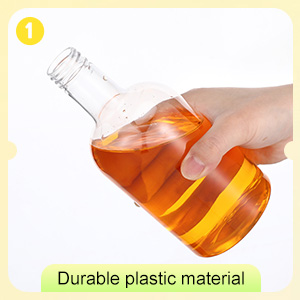 Maxcheck 3 Sets 16 oz Plastic Long Neck Bottles with Pourer and Caps Plastic Juice Pour Bottles with Stainless Steel Bottle Pourer Tapered Spout for Liquor Juice Store Syrup