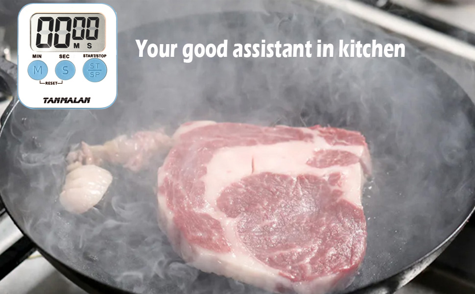 Tanmalan Kitchen Timer for Cooking Loud Alarm, Large Display, Auto Memory Loud Alarm, Large Display,Big Button，for Kids for Teacher Classroom Must Haves,Count Down-up,Easy to use (6.0-Grey)