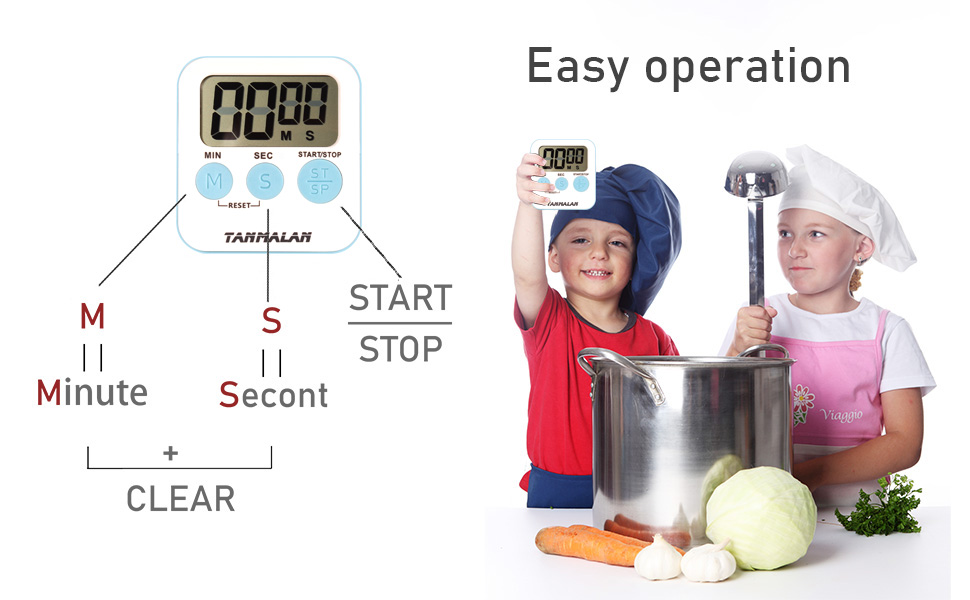 Tanmalan Kitchen Timer for Cooking Loud Alarm, Large Display, Auto Memory Loud Alarm, Large Display,Big Button，for Kids for Teacher Classroom Must Haves,Count Down-up,Easy to use (6.0-Grey)