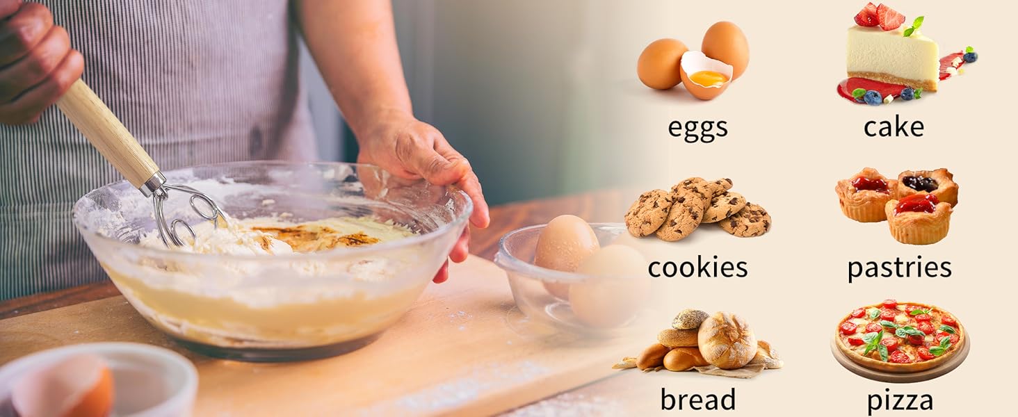 ALLTOP Danish Dough Whisk - Ultimate Dutch Mixer Hand Utensil with Stainless Steel Dough Hook - Essential Sourdough Stirring Stick for Perfect Bread Making Tool