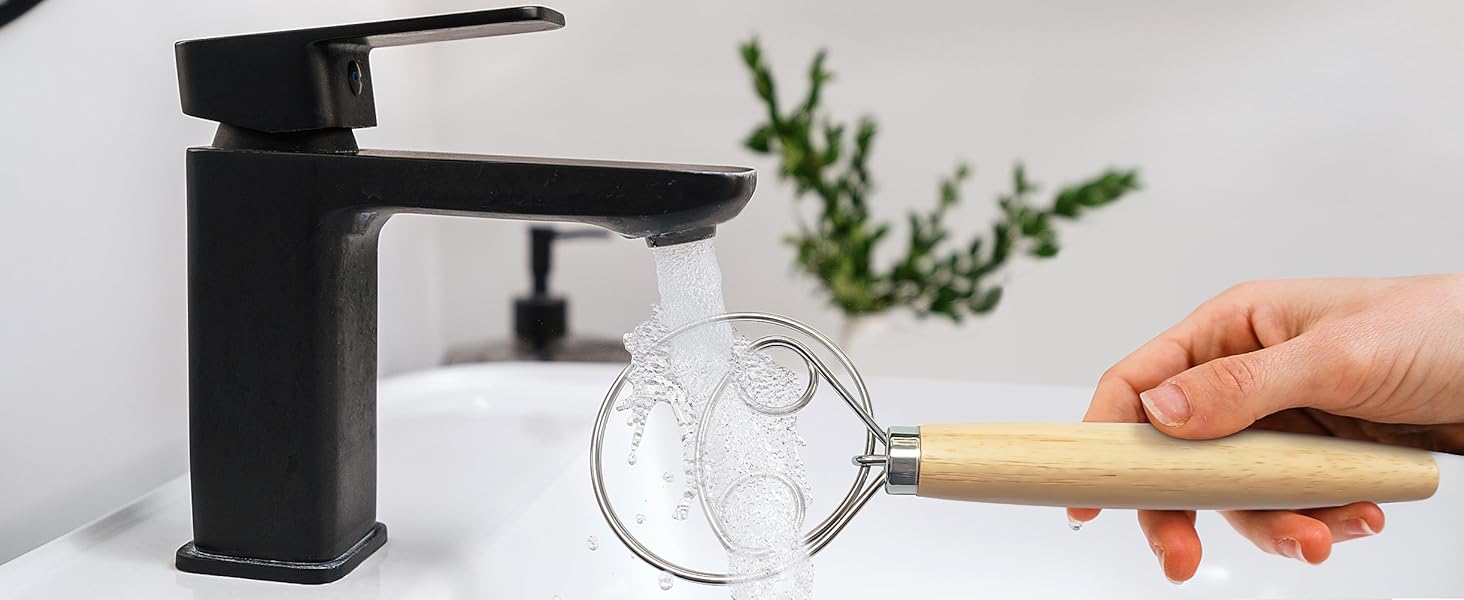 ALLTOP Danish Dough Whisk - Ultimate Dutch Mixer Hand Utensil with Stainless Steel Dough Hook - Essential Sourdough Stirring Stick for Perfect Bread Making Tool