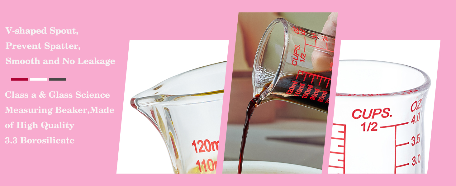 Ackers 4oz Glass Measuring Cup – Shot Glass with Ounce,Ml,Cups Markings for Kitchen & Bar(Red Line)