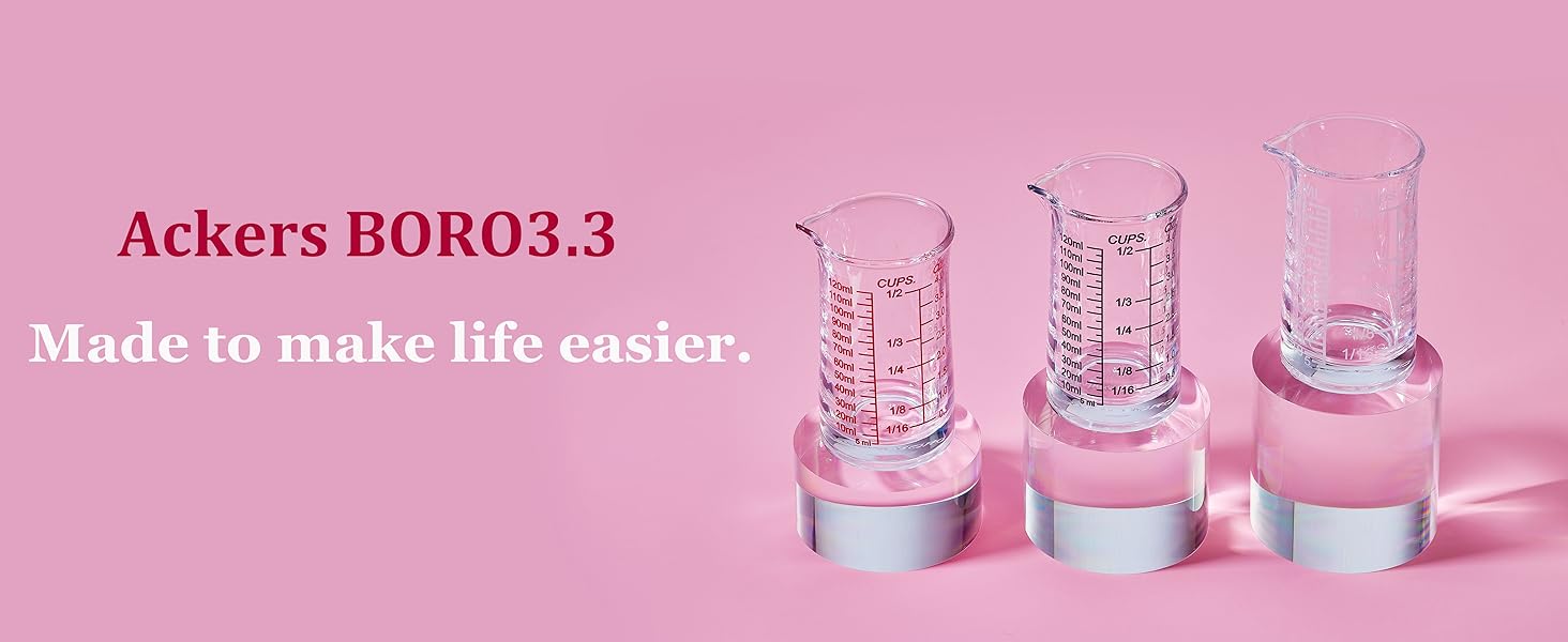 Ackers 4oz Glass Measuring Cup – Shot Glass with Ounce,Ml,Cups Markings for Kitchen & Bar(Red Line)