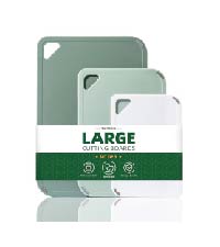Plastic Cutting Board Set of 3-Cutting Boards for Kitchen BPA Free, Large-Small Chopping Boards Non-Slip for Cooking Camping Dishwasher Safe, Reversible, with Grip Handle, 15"×10"×0.6" Green