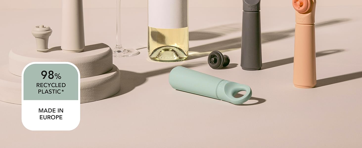 Vacu Vin Wine Saver Vacuum Stoppers - Airtight Seal for Opened Bottles to Preserve the Freshness Up to 10 Days - Easy to Use Perfect for Every Occasion, Set of 4 - Multicolor