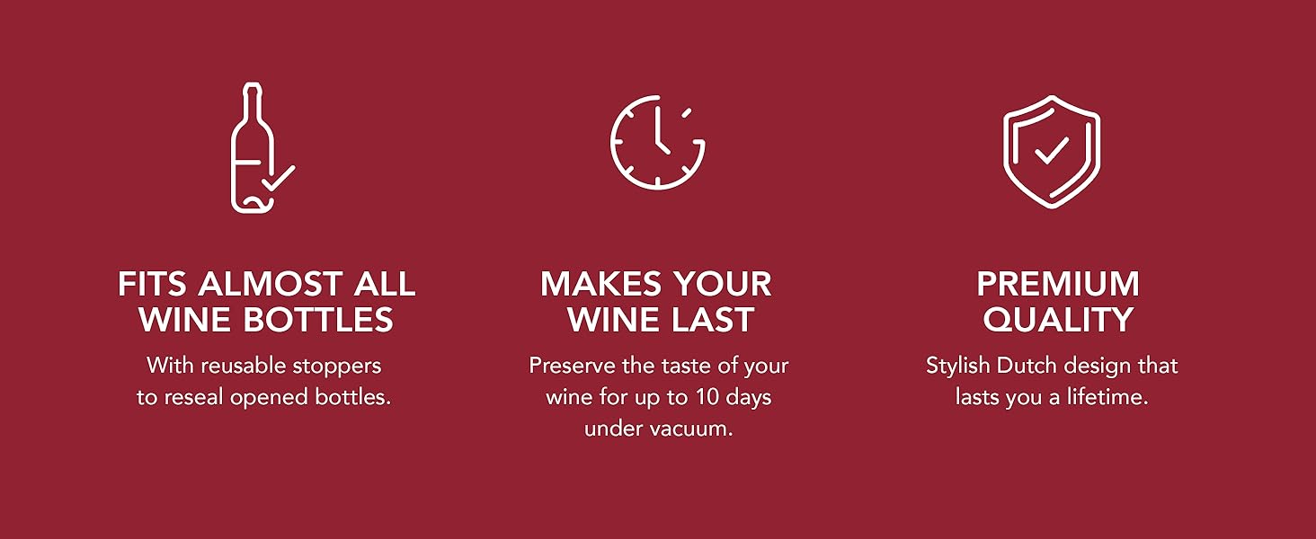 Vacu Vin Wine Saver Vacuum Stoppers - Airtight Seal for Opened Bottles to Preserve the Freshness Up to 10 Days - Easy to Use Perfect for Every Occasion, Set of 4 - Multicolor