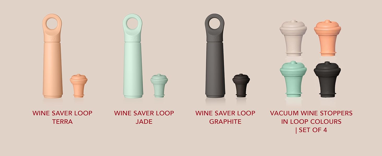 Vacu Vin Wine Saver Vacuum Stoppers - Airtight Seal for Opened Bottles to Preserve the Freshness Up to 10 Days - Easy to Use Perfect for Every Occasion, Set of 4 - Multicolor