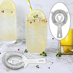 Tifanso Cocktail Strainer Bar Tools - 2PCS Bar Strainer with High Density Spring, Stainless Steel Bartender Accessories for Filtering Cocktail Drink, Professional Bartending Tools with Filter for Home