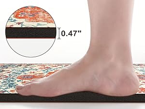 KIMODE Anti Fatigue Kitchen Mat, Boho Vintage Kitchen Rugs Sets of 2, Cushioned Non-Slip Kitchen Mats for Floor, Comfort Kitchen Floor Mats for Sink, Laundry, Desk Orange/Purple,17