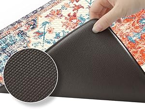 KIMODE Anti Fatigue Kitchen Mat, Boho Vintage Kitchen Rugs Sets of 2, Cushioned Non-Slip Kitchen Mats for Floor, Comfort Kitchen Floor Mats for Sink, Laundry, Desk Orange/Purple,17