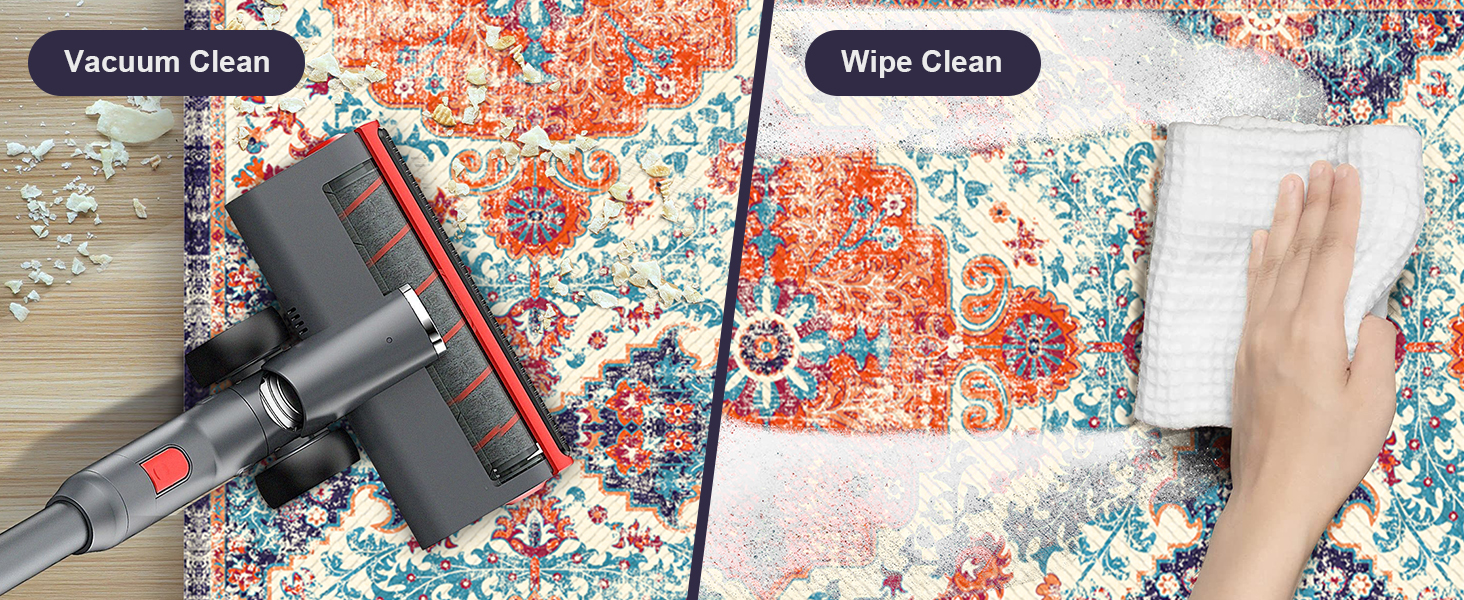 KIMODE Anti Fatigue Kitchen Mat, Boho Vintage Kitchen Rugs Sets of 2, Cushioned Non-Slip Kitchen Mats for Floor, Comfort Kitchen Floor Mats for Sink, Laundry, Desk Orange/Purple,17