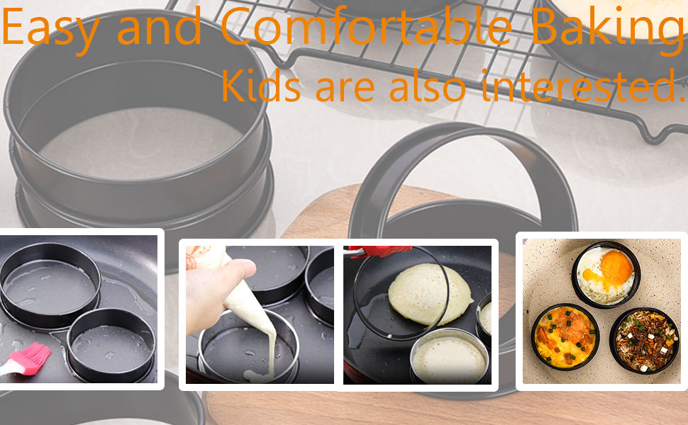 12Packs Crumpet Rings Nonstick 4 Inch English Muffin Ring Stainless Steel Double Rolled Tart Rings Metal Pastry Cooking Baking Ring Molds