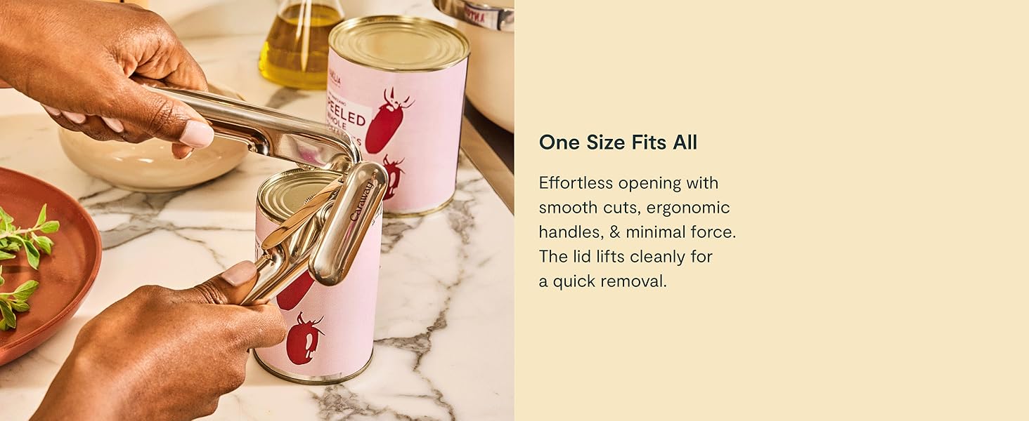 Caraway Kitchen Gadget Set - 5 Piece Kitchen Essentials - Stainless Steel - Includes Can Opener, Pizza Cutter, Garlic Press, Ice Cream Scoop, Vegetable Peeler, and Storage Organizer