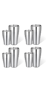 Mwellewm 8 Pcs Cocktail Shaker Boston Shaker Set Professional Bartender Kit Bar Stainless Steel Drink Shaker Bartending Martini Tin with 18oz & 28oz Mixed Alcohol Tool for Beginner(Silver)