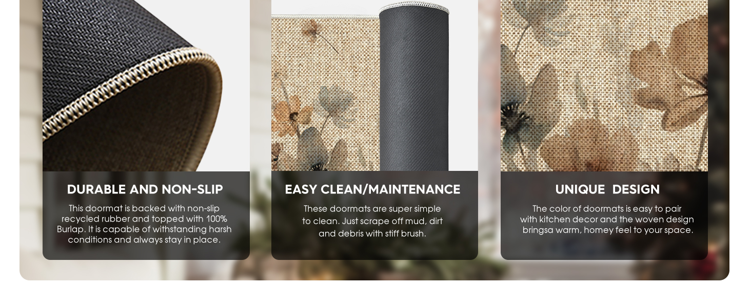 Artoid Mode Brown Poppy Floral Leaves Spring Kitchen Mats Set of 2, Spring Home Decor Low-Profile Kitchen Rugs for Floor - 17x29 and 17x47 Inch