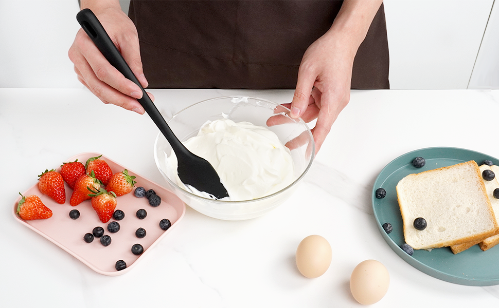 5 Pieces Silicone Spatula Set, Food Grade Rubber Spatula, Upgrade Strong Handle with Ergonomic Grip, Heat Resistant Up to 600°F for Nonstick Cookware, Cooking Black