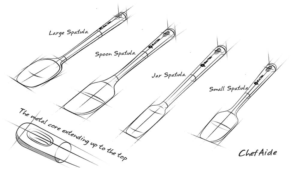 5 Pieces Silicone Spatula Set, Food Grade Rubber Spatula, Upgrade Strong Handle with Ergonomic Grip, Heat Resistant Up to 600°F for Nonstick Cookware, Cooking Black