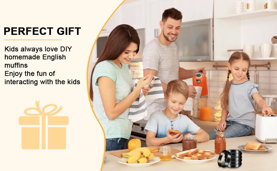 4Pack Crumpet Rings NONSTICK English Muffin Rings 4