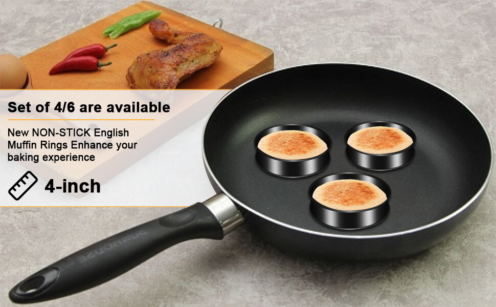 4Pack Crumpet Rings NONSTICK English Muffin Rings 4