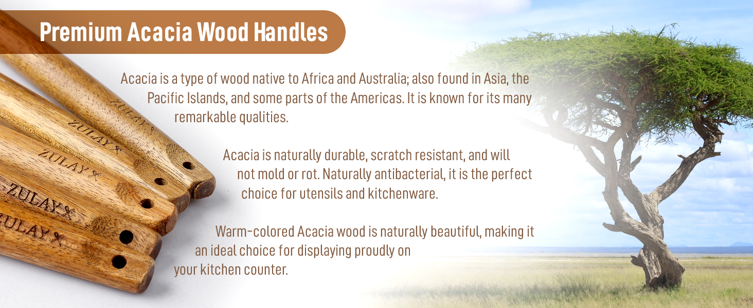 Zulay Kitchen Utensils Set Non-Stick Silicone Cooking Utensils Set with Authentic Acacia Wood Handles - 5 Piece Silicone Utensil Set - Kitchen Utensils Set with 464°F Heat Resistance - Gray