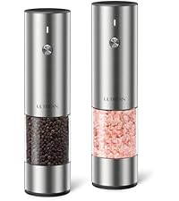 Ultrean Pepper Grinder, Rechargeable Salt and Pepper Grinder with 6 Adjustable Coarseness, LED Light, Automatic Grinder for Kitchen, Home and Kitchen Appliances Birthday Gifts for Women, Black