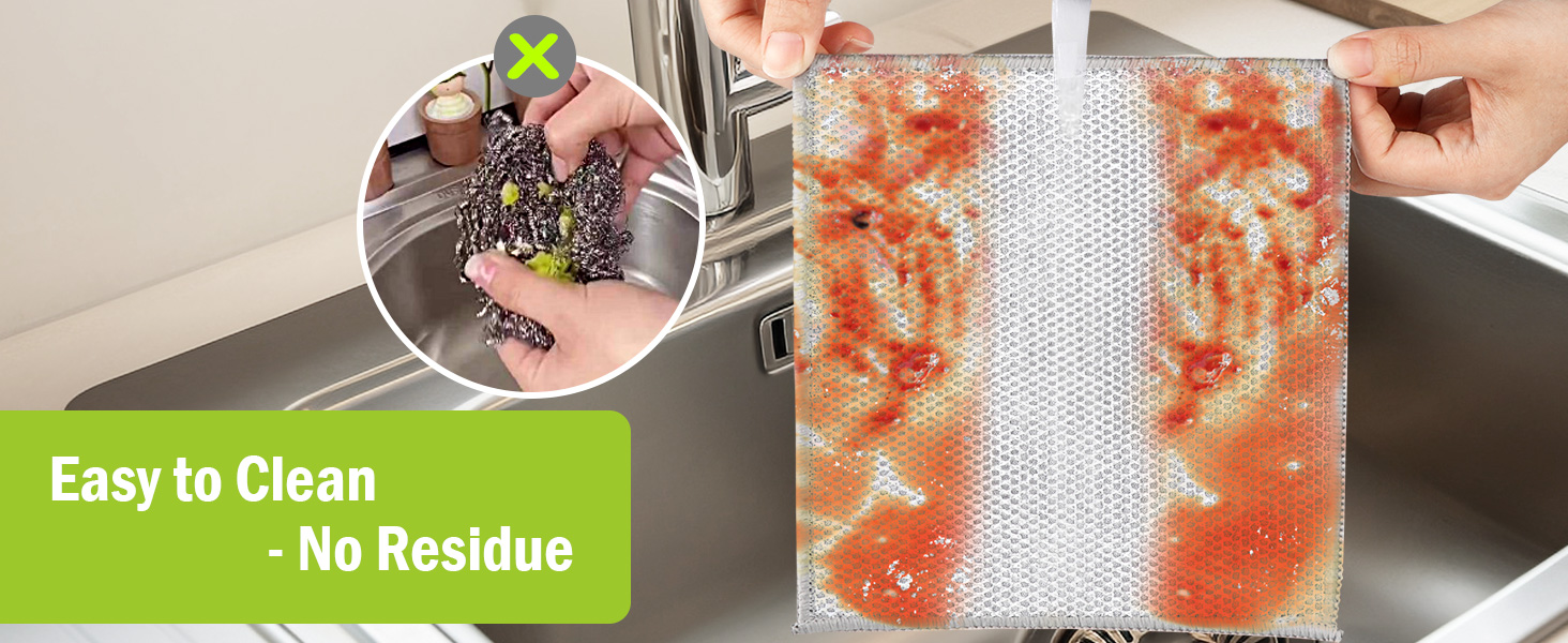 AIDEA Non Scratch Wire Dishcloth 24PK, Wire Dishwashing Rag for Wet and Dry, Dish Cloths for Washing Dishes, Cleaning Pads Steel Scrubber for Cookware, Sinks, Dishes, Stove Tops, 7