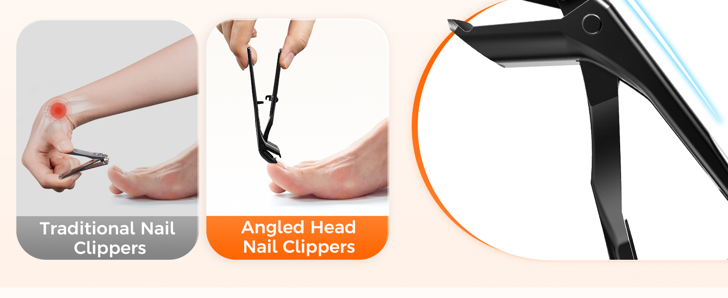 Toenail Clippers for Seniors Thick Toenails, Upgrade Angled Head Large Toe Nail Clippers for Men with Wide Jaw Opening, Sharp Heavy Duty Fingernail Clipper Cutter with Catcher Long Handle -Black