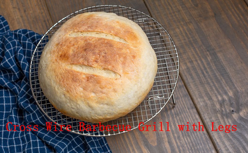 HARFINGTON Round Cooking Rack 4.7-inch 201 Stainless Steel Cross Wire Barbecue Grill Net with 20mm Legs for Cooking Baking Steaming BBQ