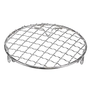HARFINGTON Round Cooking Rack 4.7-inch 201 Stainless Steel Cross Wire Barbecue Grill Net with 20mm Legs for Cooking Baking Steaming BBQ