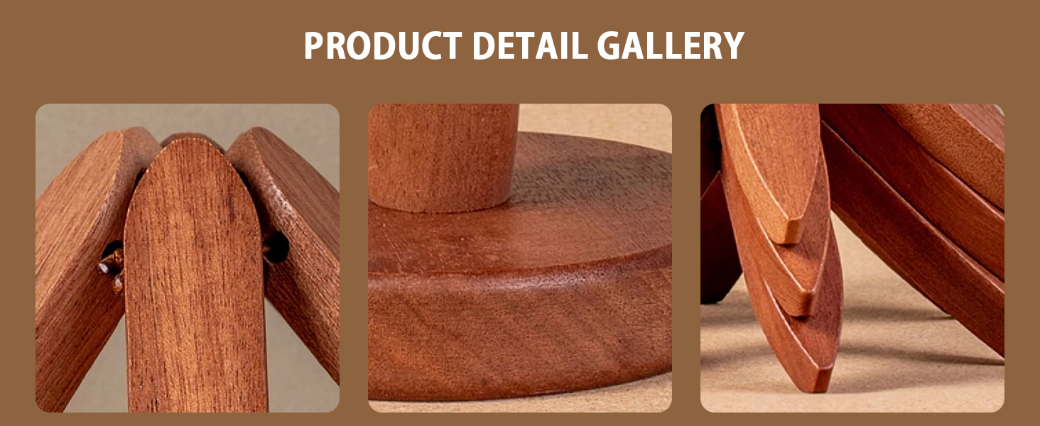 New Set of 3 Kitchen Table Decor Foldable Wooden Trivets for Hot Pots and Pans,Tree Shape Trivets