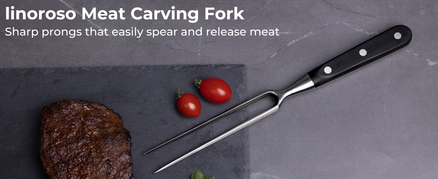 linoroso Meat Carving Fork 12.5 inch, Razor Sharp Carving Fork Barbecue Fork BBQ Tools Meat Forks Stainless Steel
